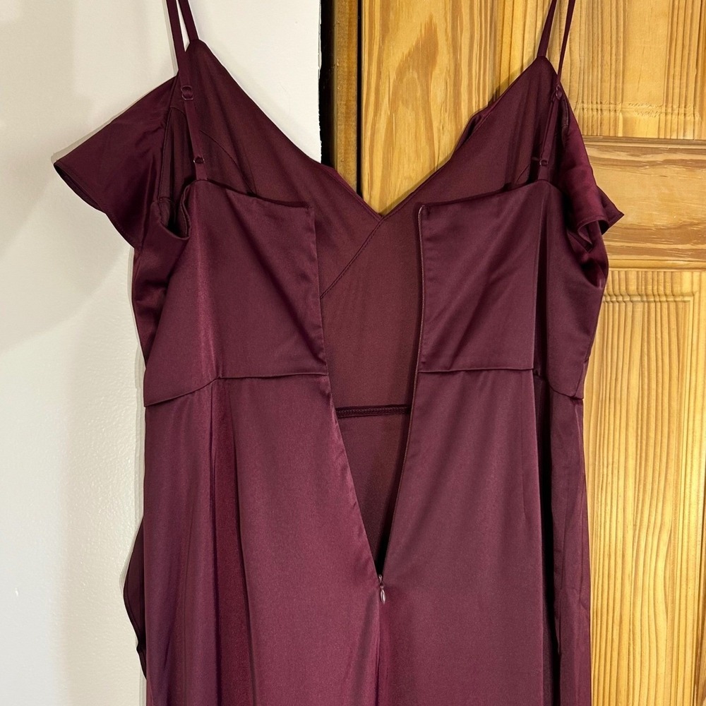 Vow'd Burgundy Ruffle High-Low Maxi Dress Size 10 Wedding Guest Bridesmaid Prom - Picture 7 of 8